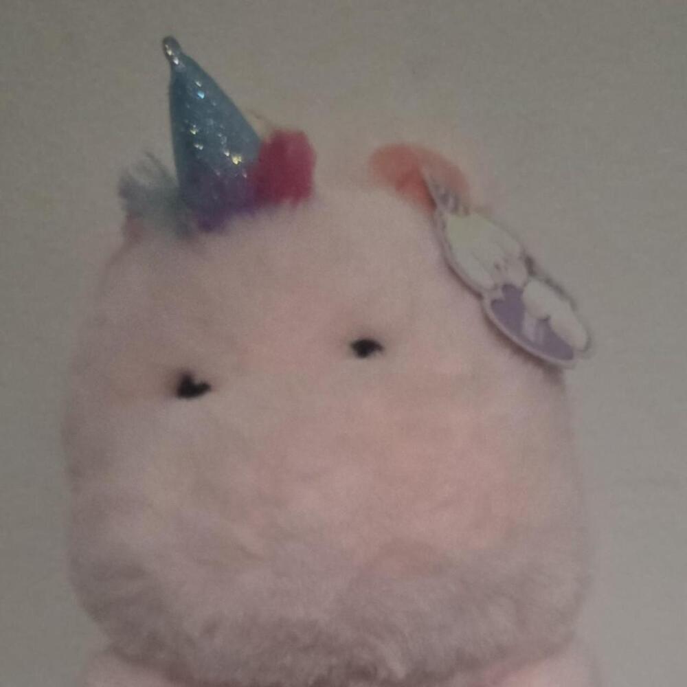 xinairong pink unicorn plushie with blue glittery horn #kawaii #cute